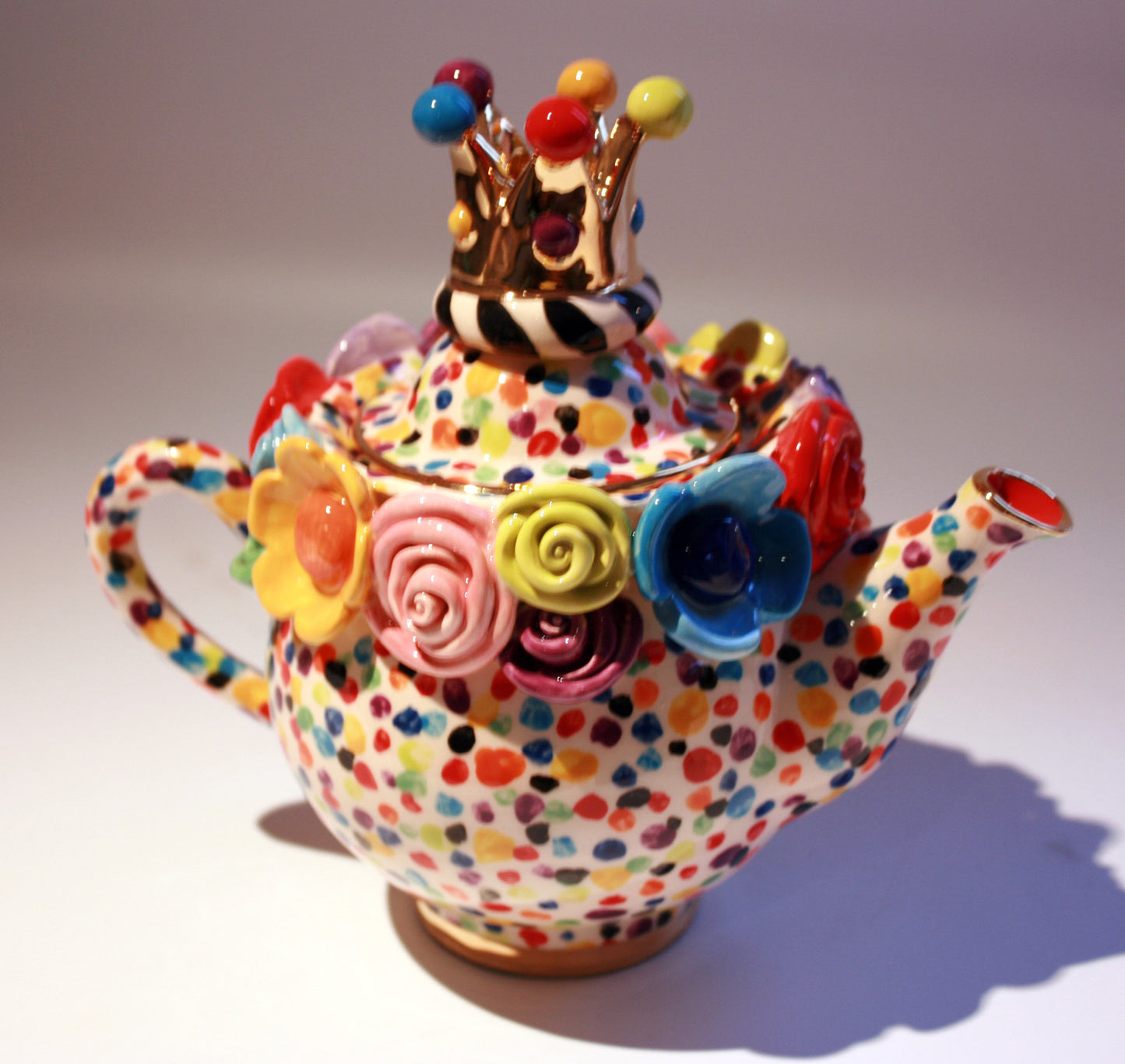 Tiny Crown Lidded Encrusted Teapot Confetti - MaryRoseYoung