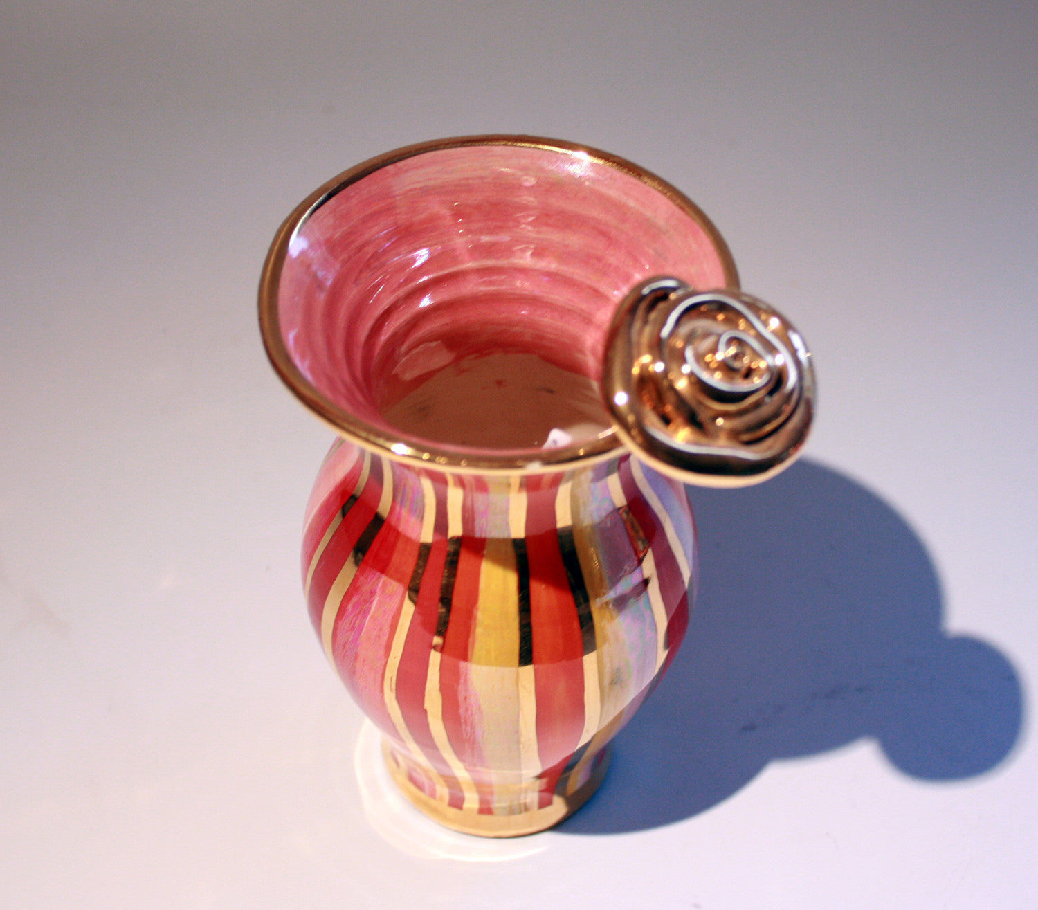 Tiny Rose Edged Vase Shades of Red Stripes - MaryRoseYoung