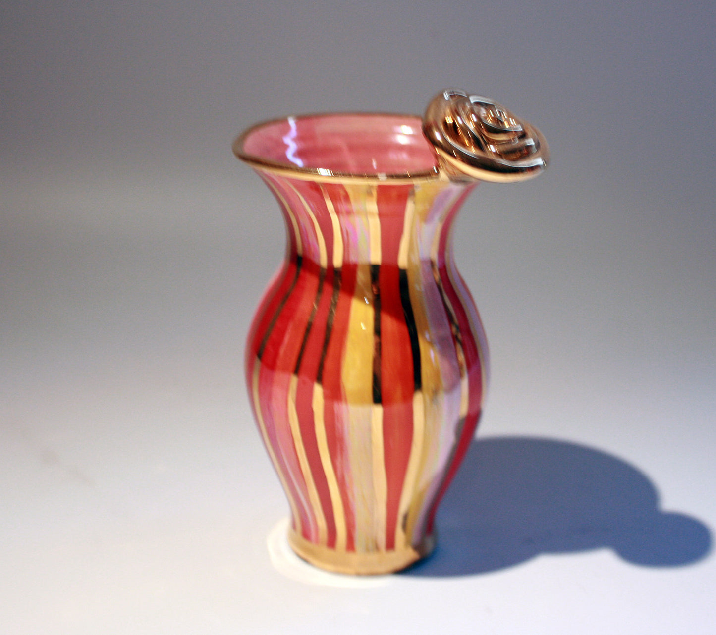 Tiny Rose Edged Vase Shades of Red Stripes - MaryRoseYoung