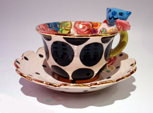 "Alice in Wonderland" Cheshire Cat Cup and Saucer - MaryRoseYoung