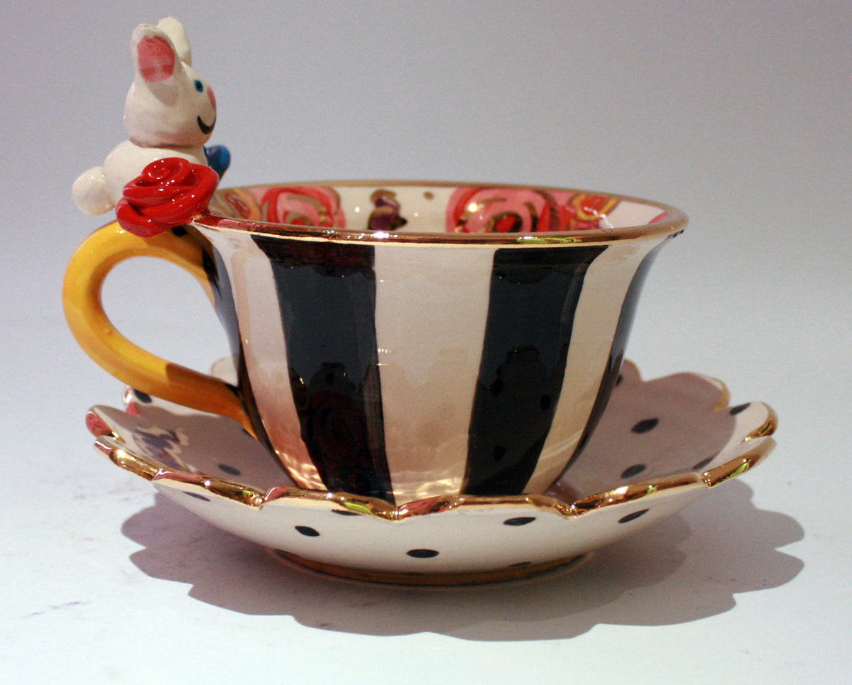 "Alice in Wonderland" White Rabbit Cup and Saucer - MaryRoseYoung