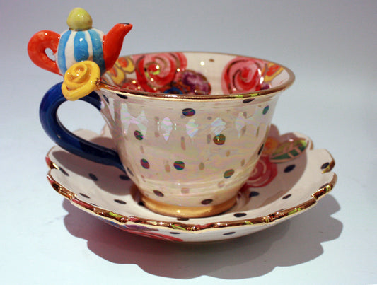 "Alice in Wonderland" Teapot Cup and Saucer - MaryRoseYoung