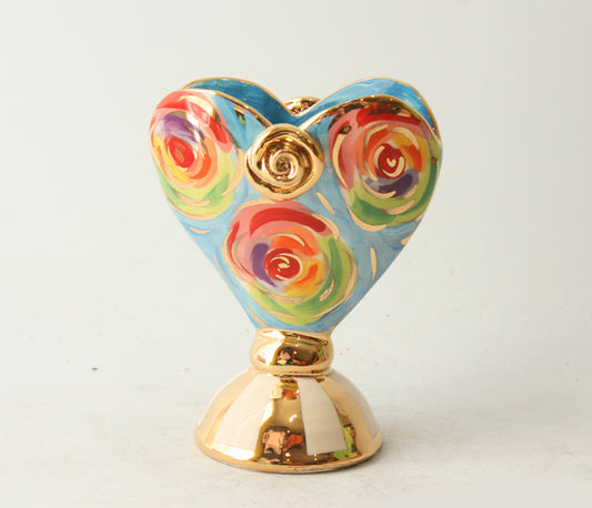 Baby Heart Vase in Blue Swirls