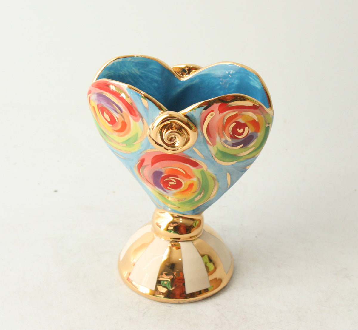 Baby Heart Vase in Blue Swirls