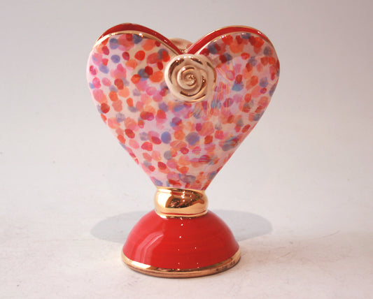 Baby Heart Vase in Red Confetti