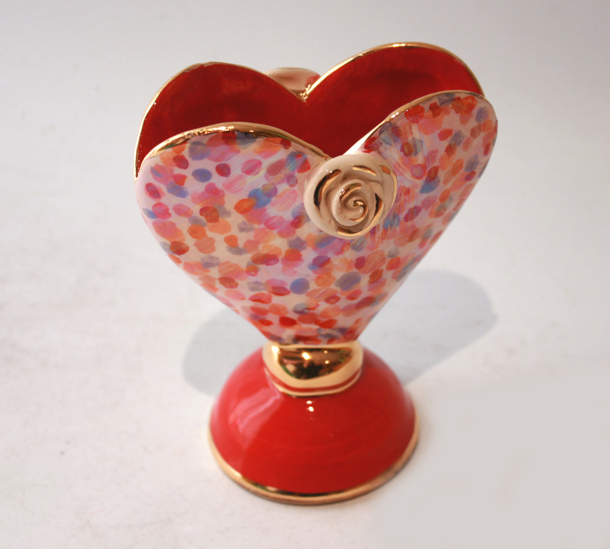 Baby Heart Vase in Red Confetti