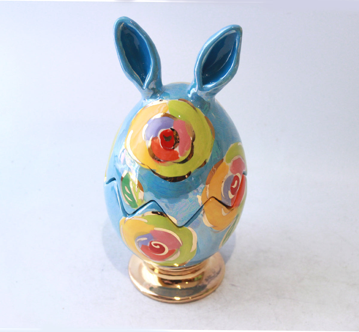 Easter Egg with Ears in Gold New Rose Blue