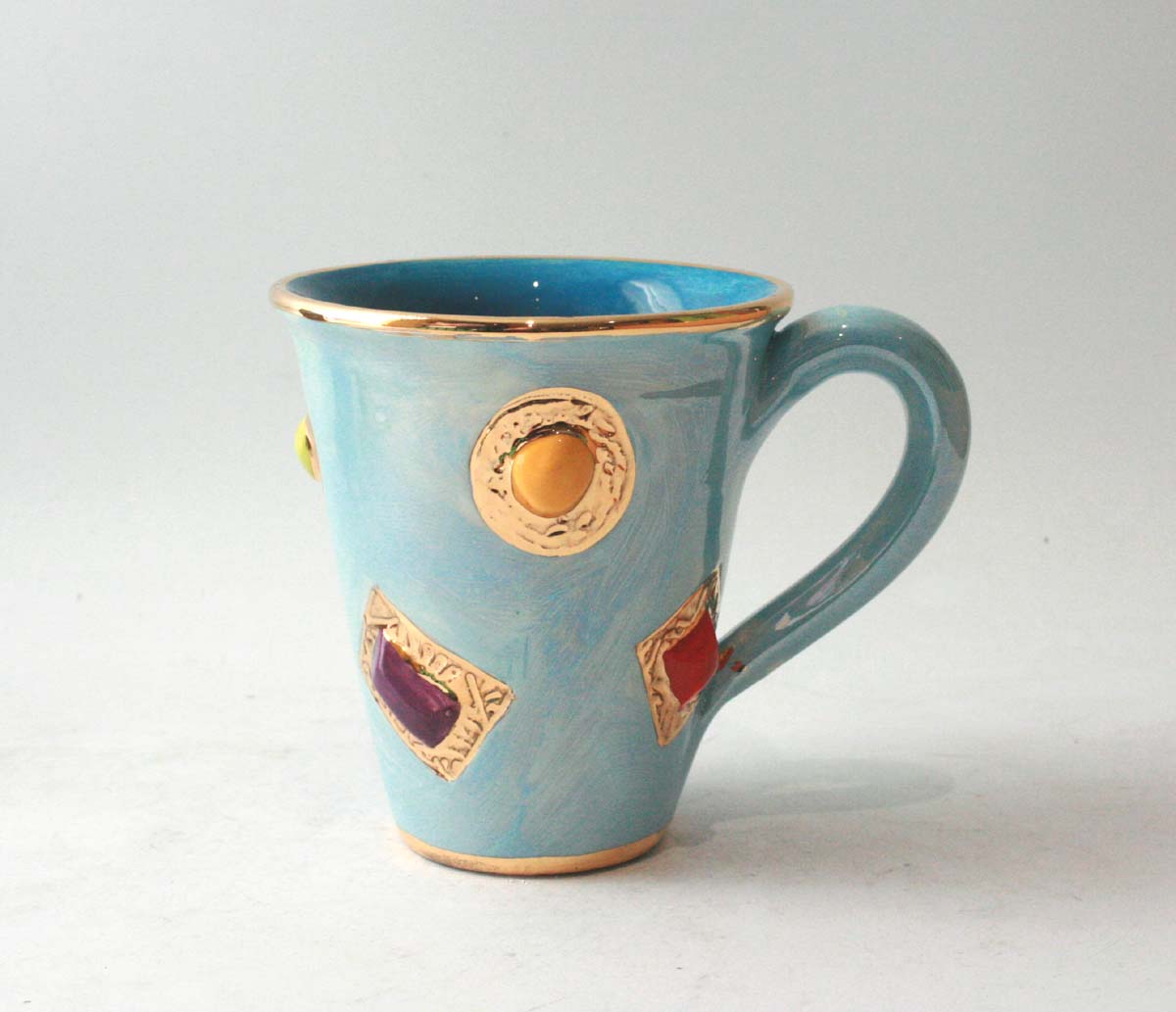 Large New Shape Jewelled Mug in Iridescent Blue