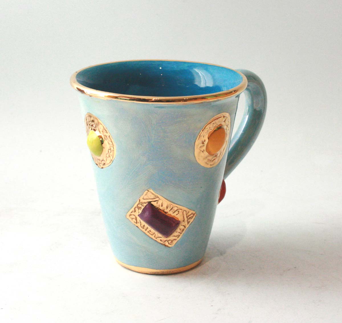 Large New Shape Jewelled Mug in Iridescent Blue