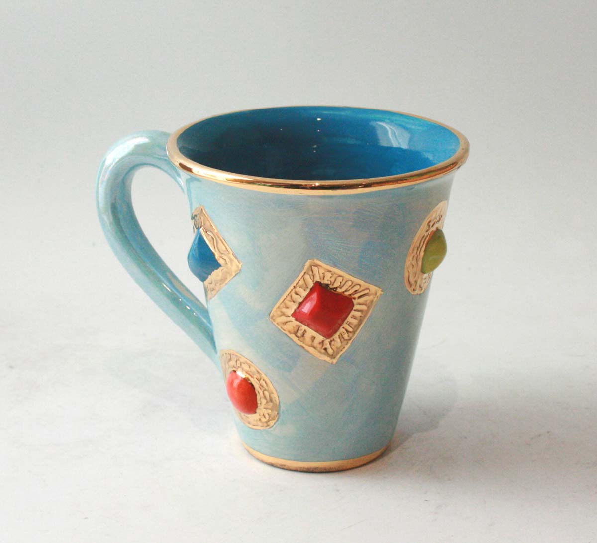 Large New Shape Jewelled Mug in Iridescent Blue