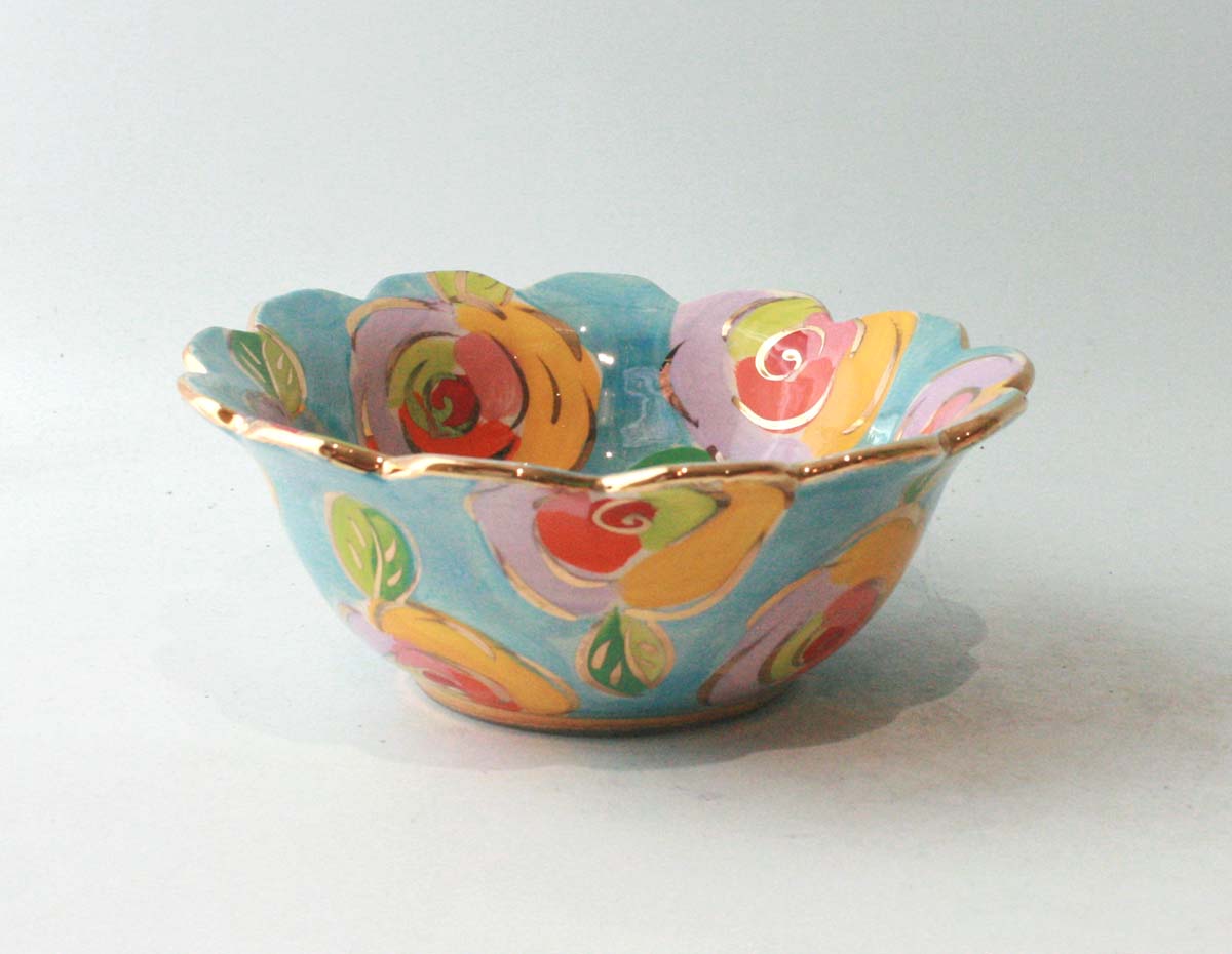 Fluted Cereal Bowl in Gold New Rose Blue