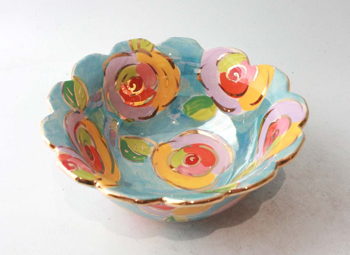 Fluted Cereal Bowl in Gold New Rose Blue