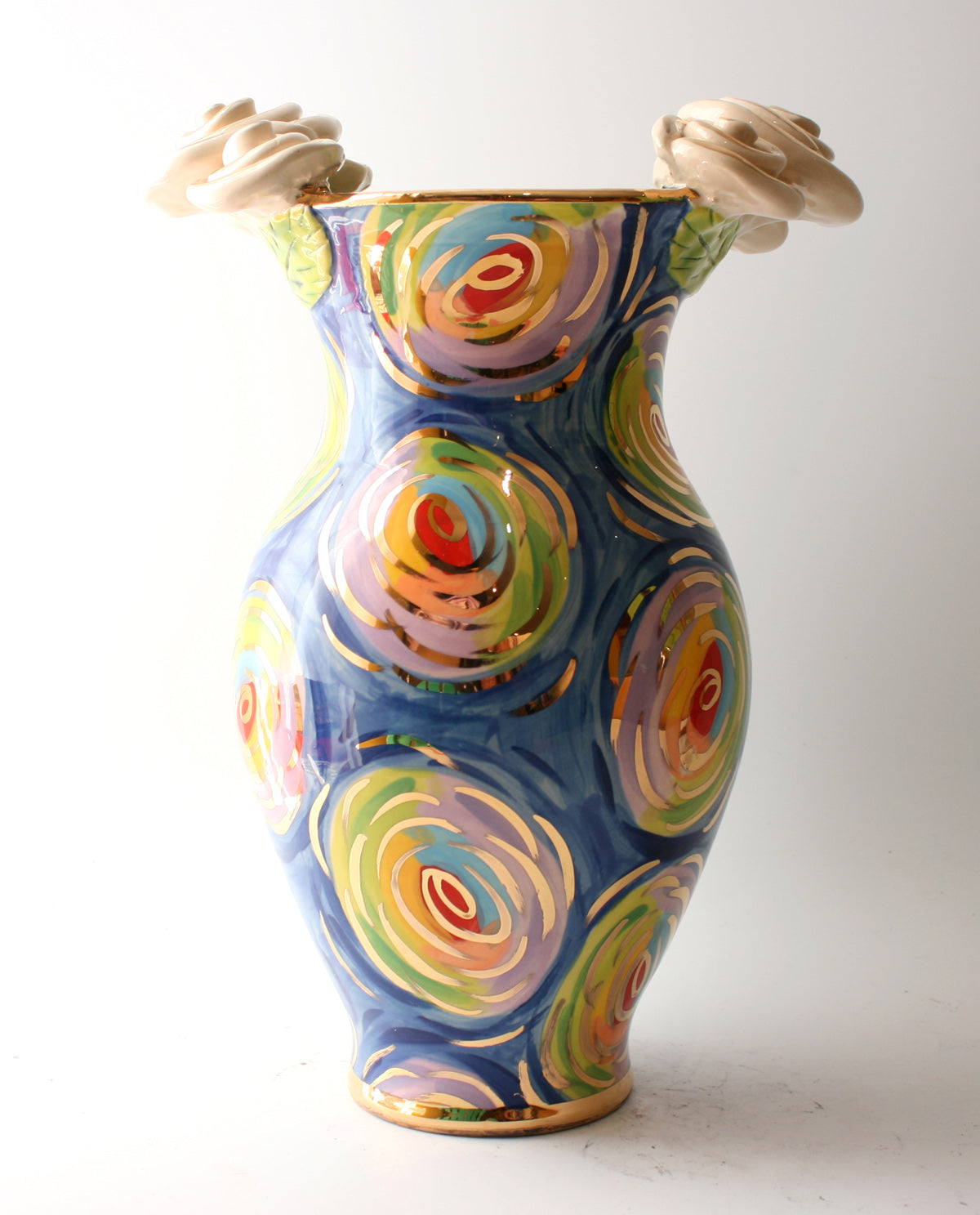 Large Vase in Gold New Rose Swirl - MaryRoseYoung