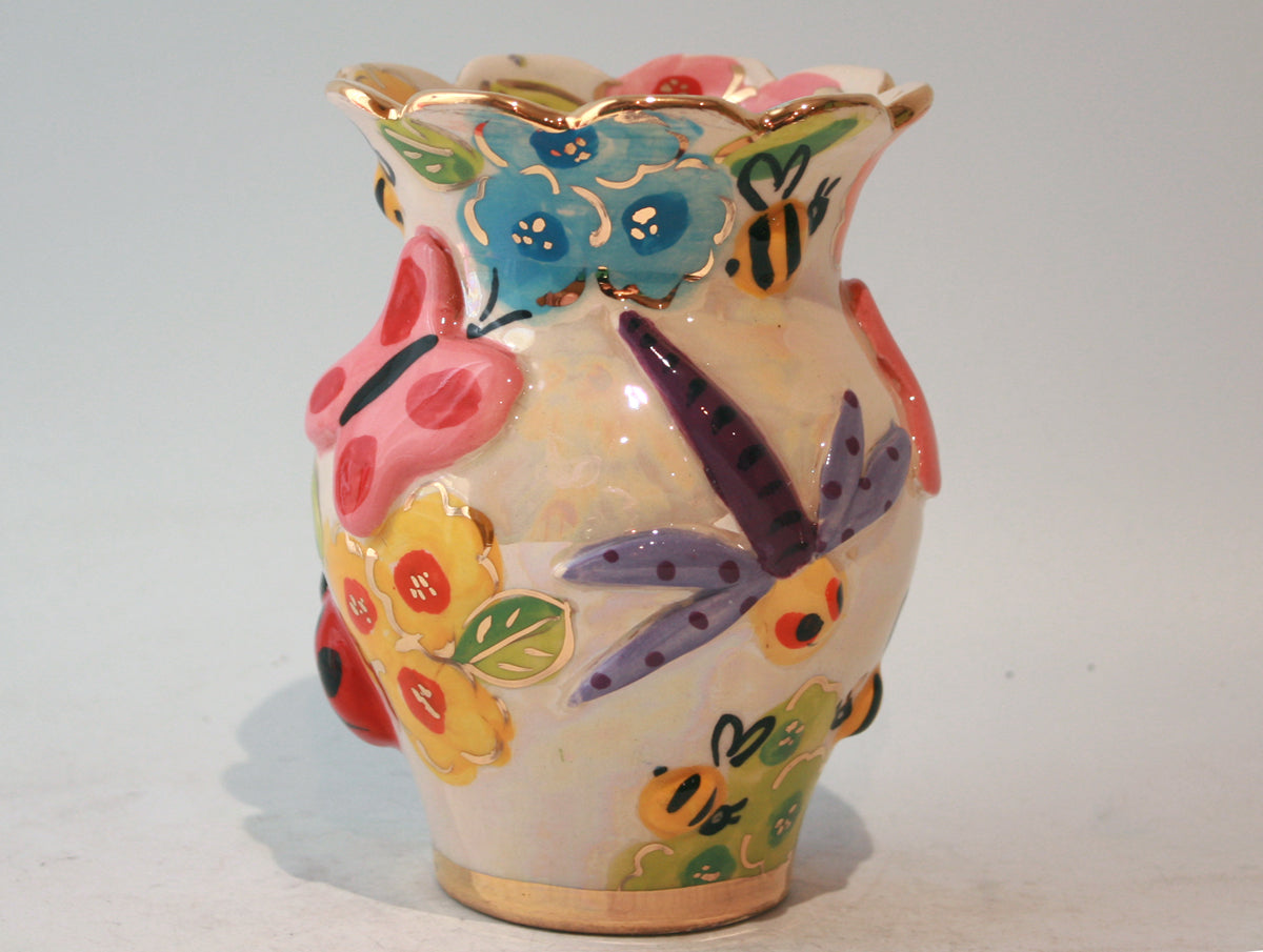 Fluted Small Fat Vase in Bugs