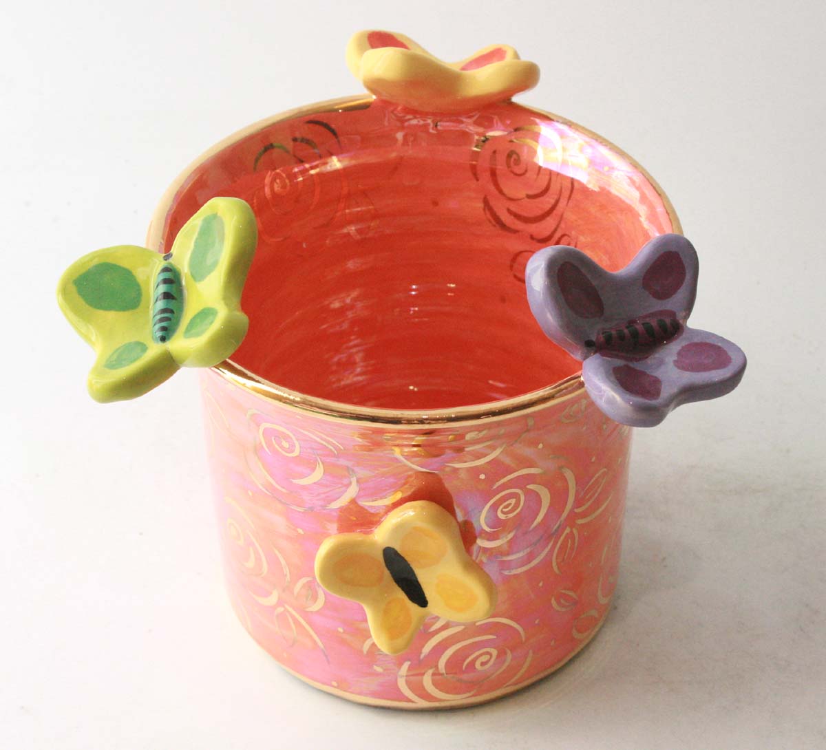 Butterfly Studded Candlejar in Iridescent Orange
