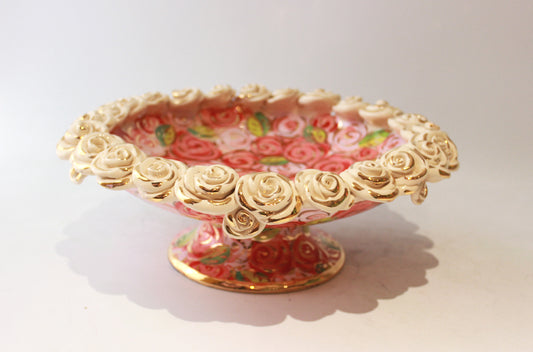 Rose Encrusted Cakestand in Pink Rosebush