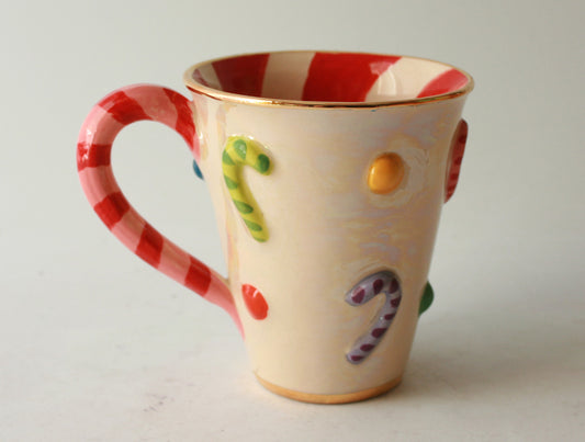 Candy Cane Mug with Red Stripes