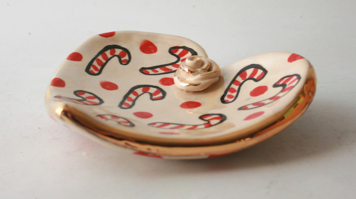 Heart Shaped Soap Dish in Candy Canes