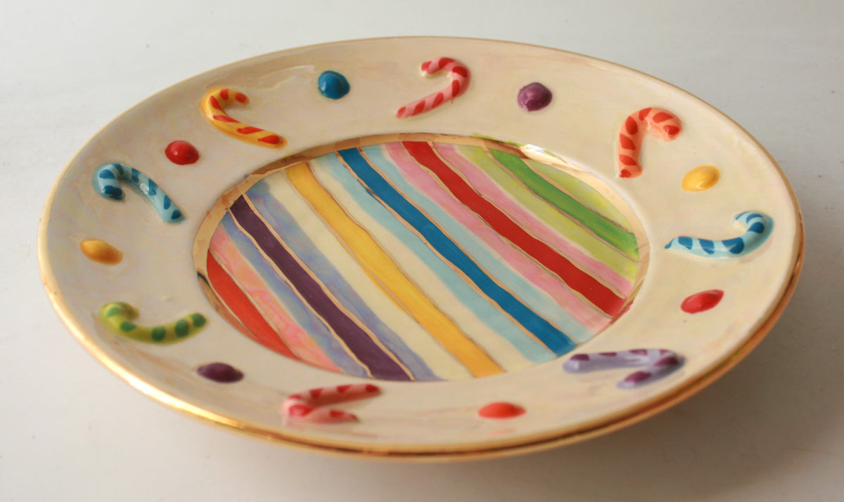 Candy Cane Side Plate in Lustred Stripe