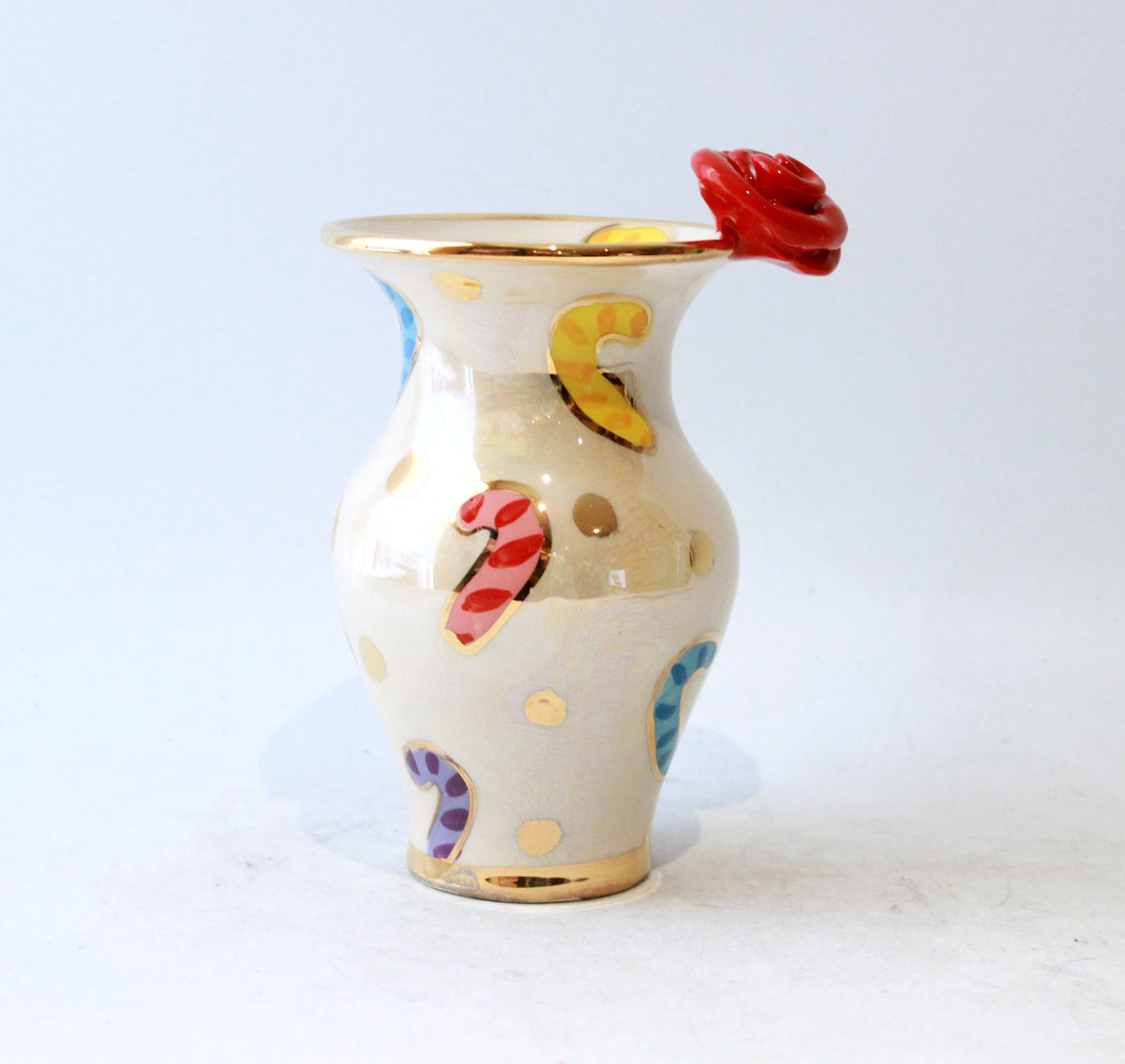 Tiny Rose Edged Vase in Candy Canes