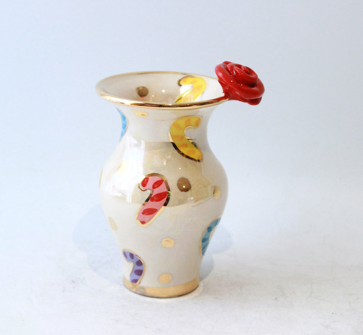 Tiny Rose Edged Vase in Candy Canes