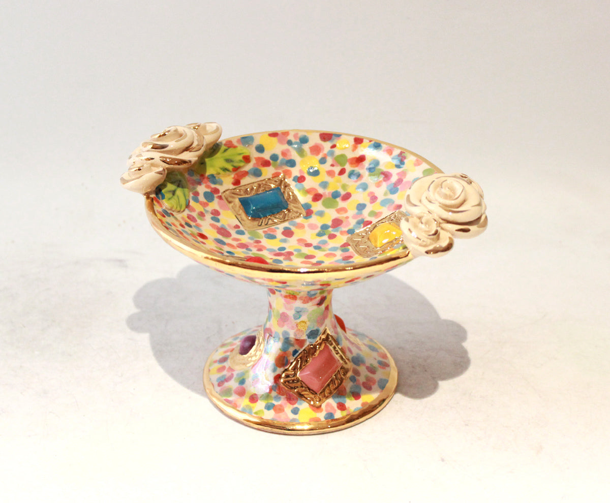 Rose Edged Jewelled Cocktail Dish in Confetti