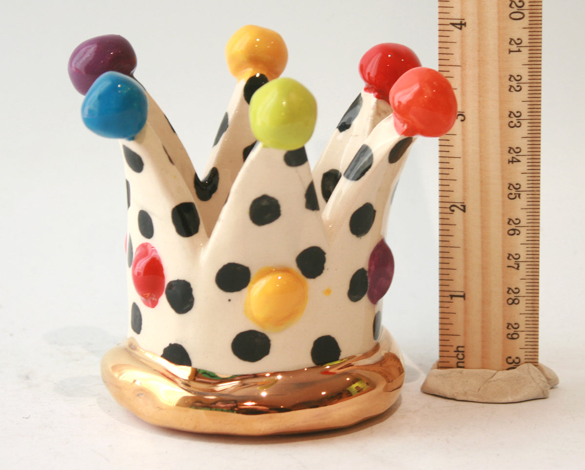 Crown Candleholder in Polka Dot