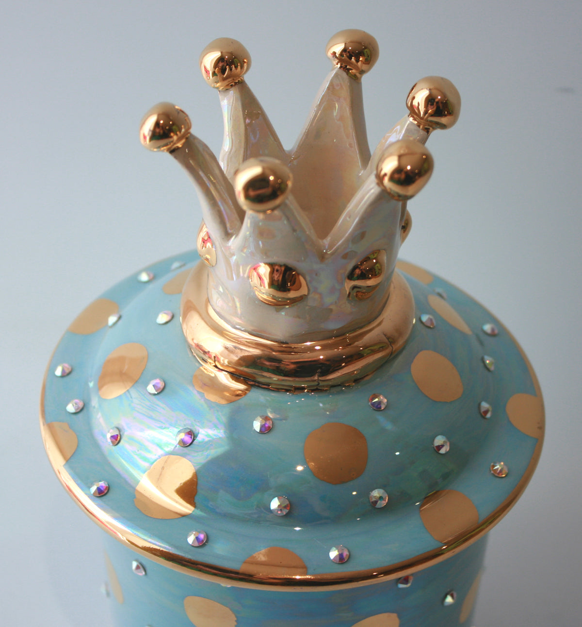 Crown Lidded Tea Caddy in Blue Constellation