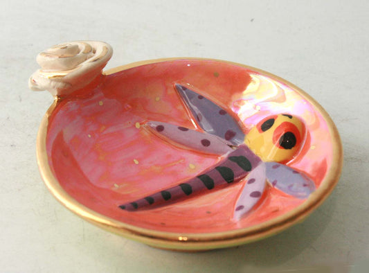 Dragonfly Saucer in Iridescent Pink