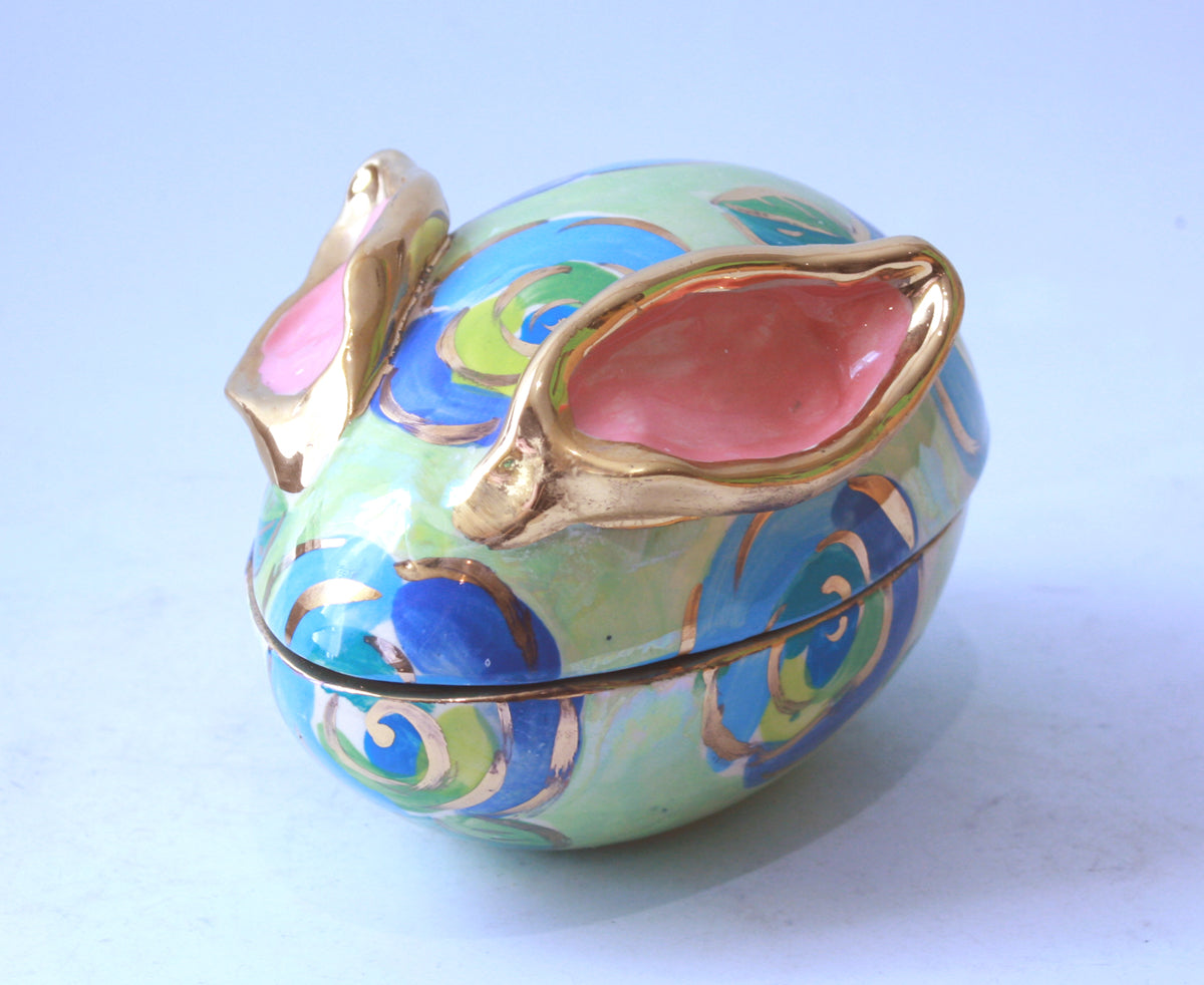 Easter Egg with Ears in Gold New Rose on Mint