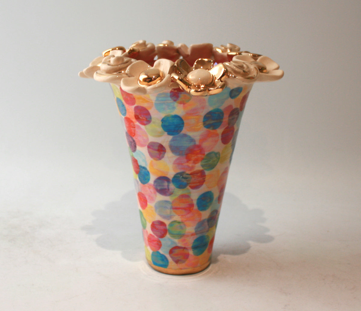 Multiflower Encrusted Flared Vase in Buble