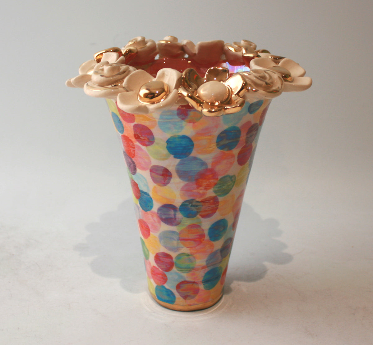 Multiflower Encrusted Flared Vase in Buble