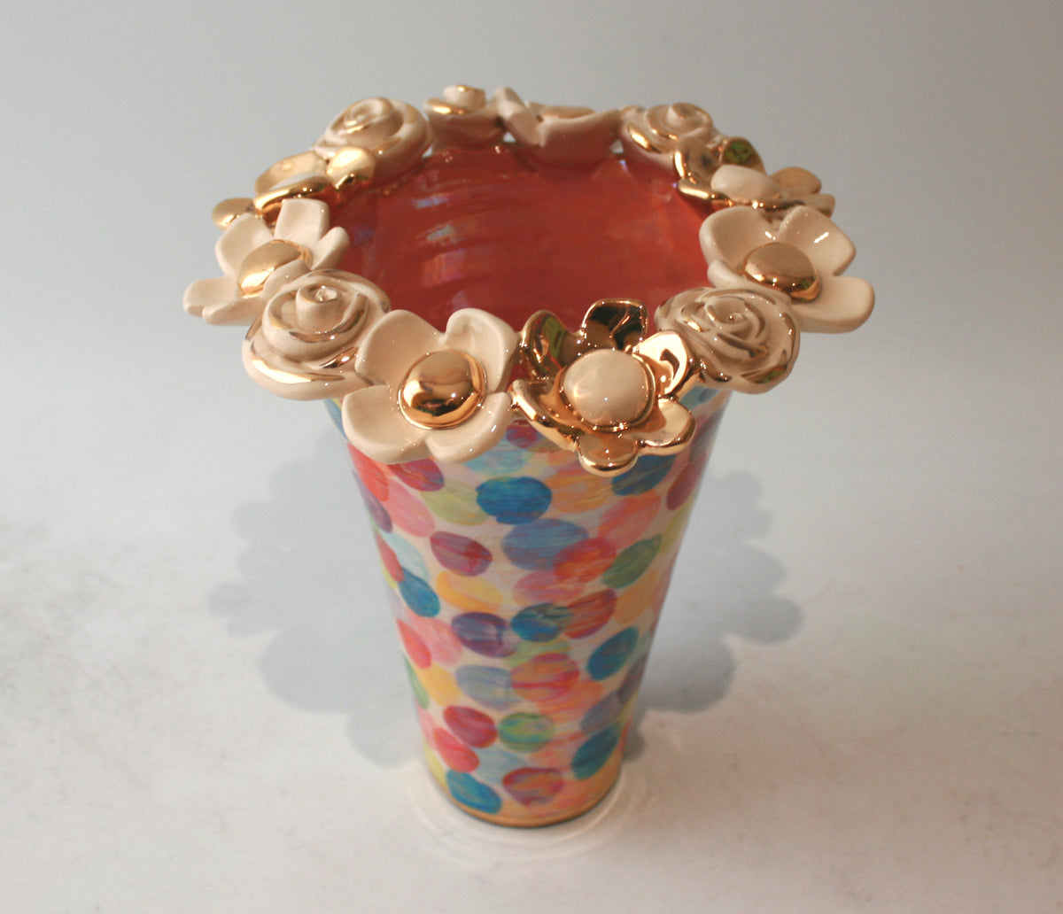 Multiflower Encrusted Flared Vase in Buble