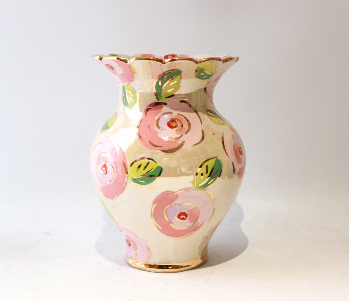 Large Fat Vase in Gold New Rose Pink