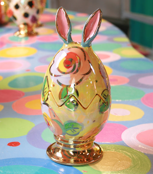 Easter Egg with Ears in Gold New Rose on Yellow