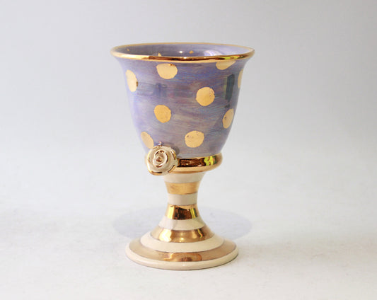 Goblet in Iridescent Purple with Gold Dots