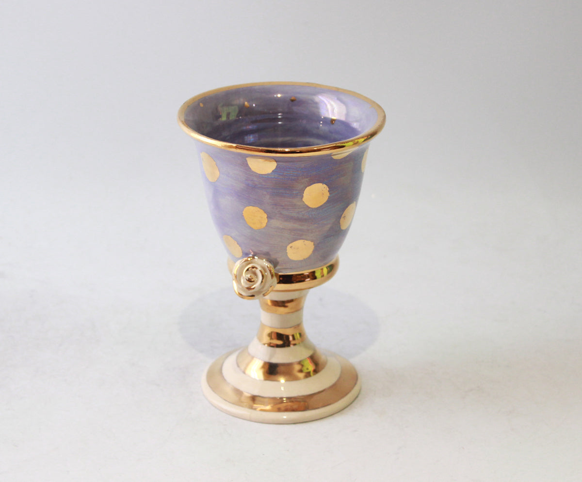 Goblet in Iridescent Purple with Gold Dots