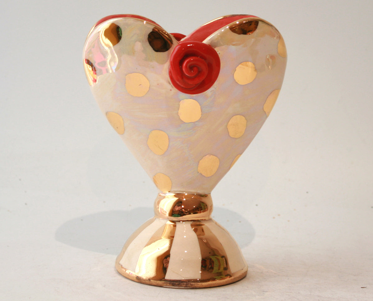Baby Heart Vase in Gold Dots