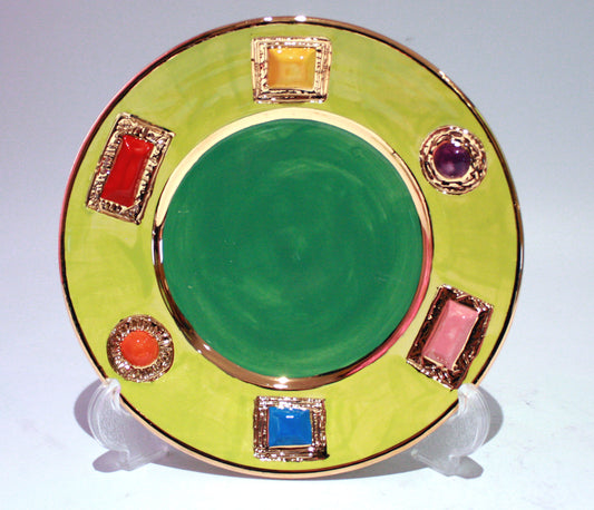 Green Jewelled Tea Plate - MaryRoseYoung
