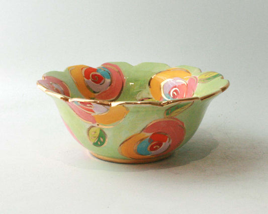 Fluted Cereal Bowl in Gold New Rose Green