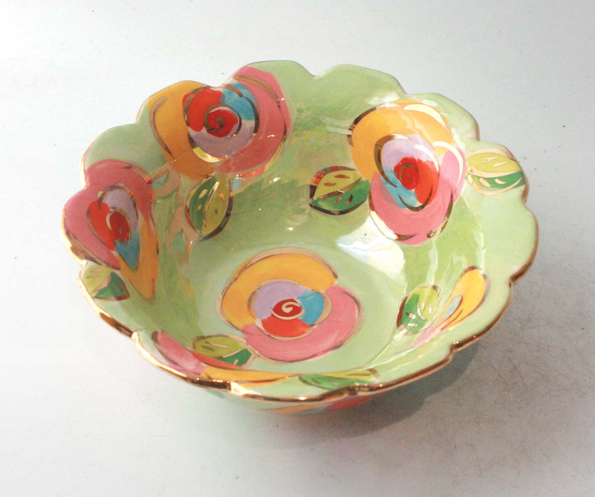 Fluted Cereal Bowl in Gold New Rose Green