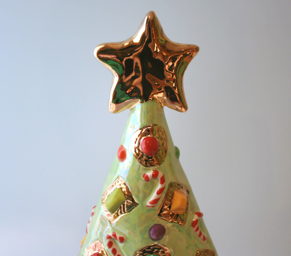 Large Jewelled Christmas Tree in Shimmering Green with Star