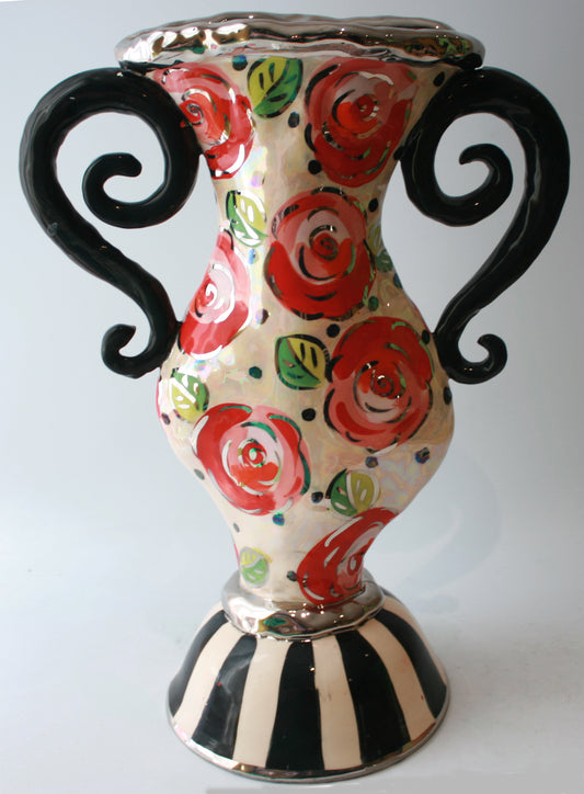 Large Handmade Vase in Polka Dot Rose - MaryRoseYoung