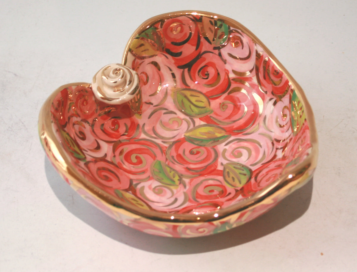 Heart Shaped Bowl in Pink Rosebush