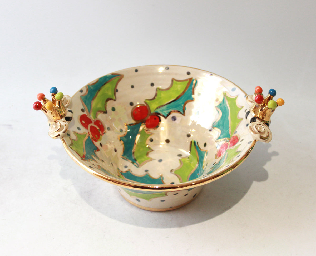 Small Crown Edged Serving Bowl in Holly
