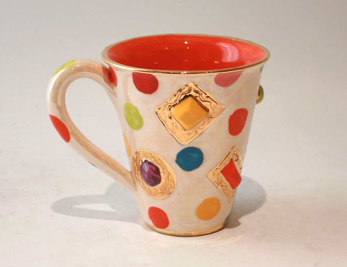 New Shape Large Jewelled Mug in Coloured Dot