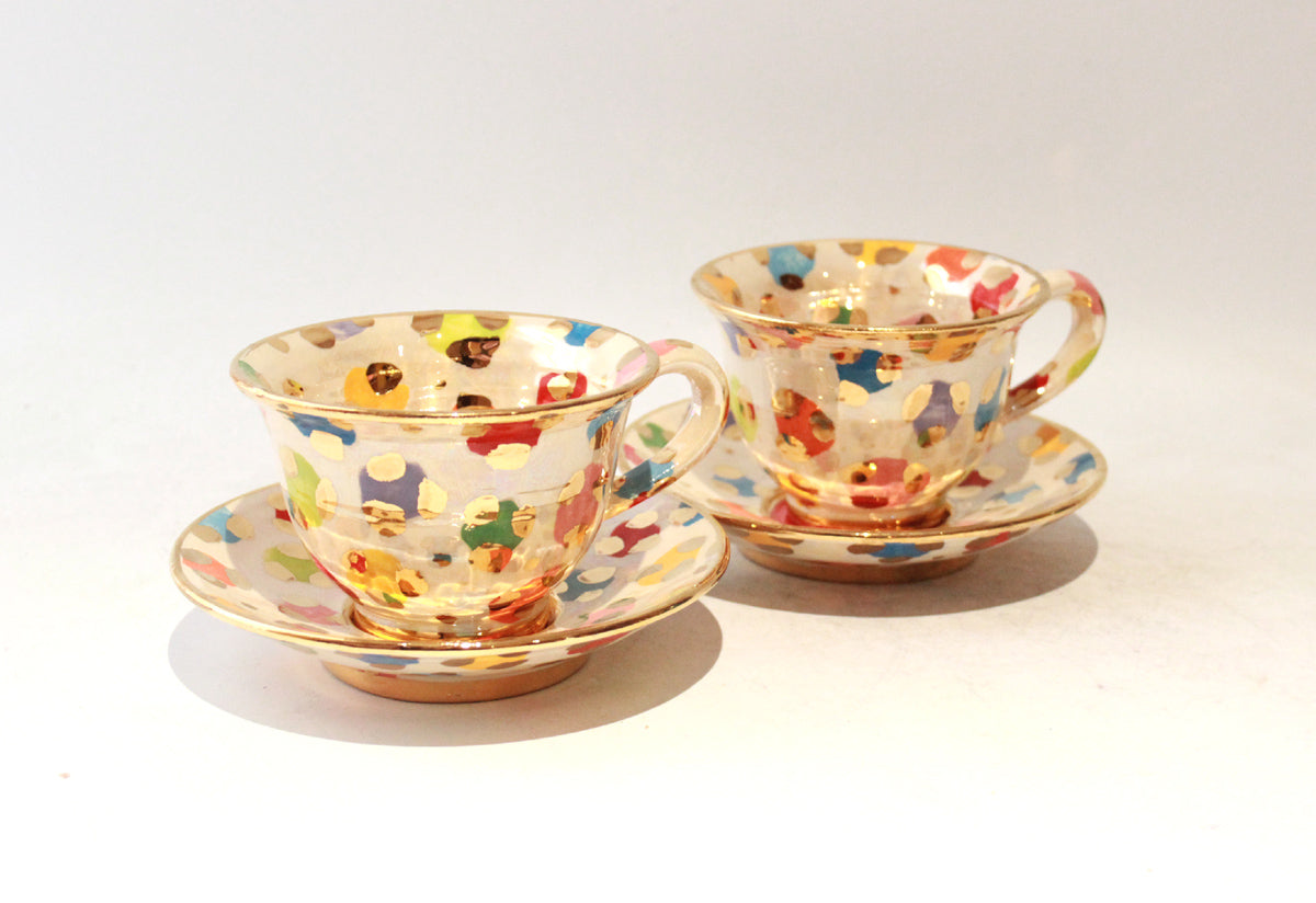 Cup and Saucer in Coloured Leopard