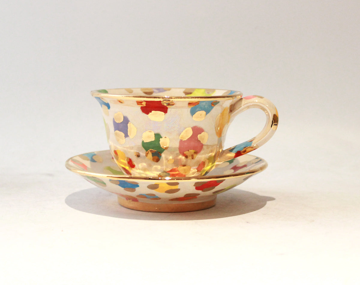 Cup and Saucer in Coloured Leopard