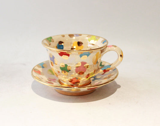 Cup and Saucer in Coloured Leopard
