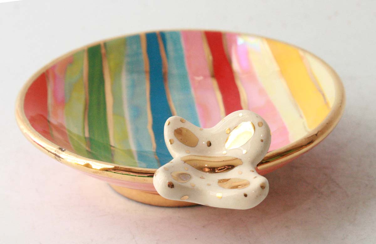 Butterfly Saucer in Lustred Stripe